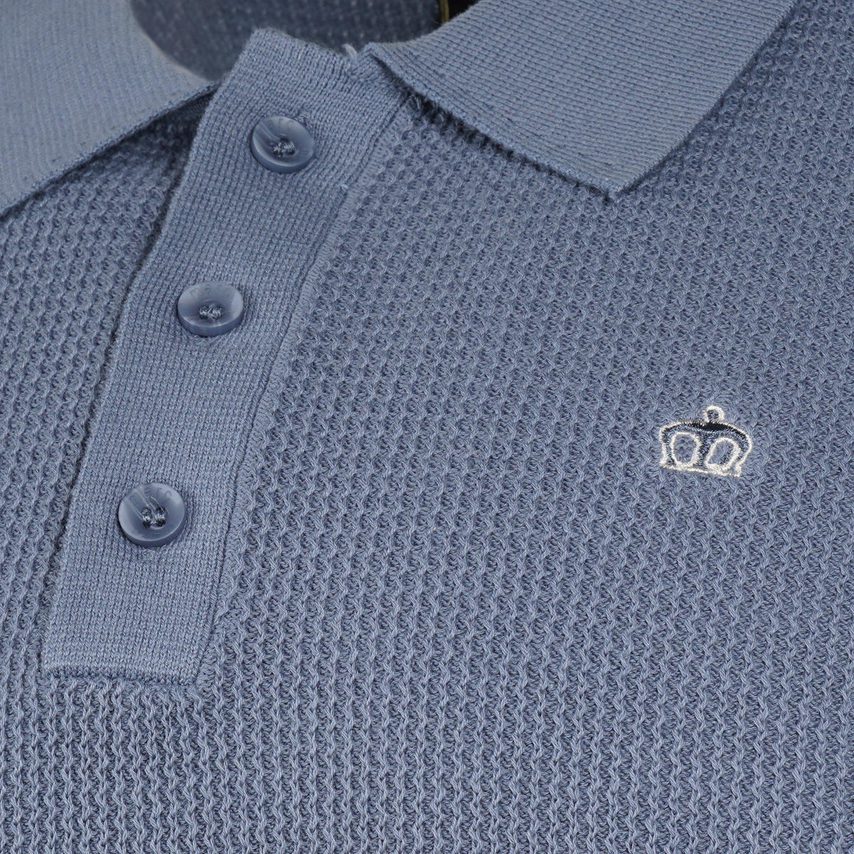 Merc London Fine Knit Bold Tipped Polo Shirt Blue