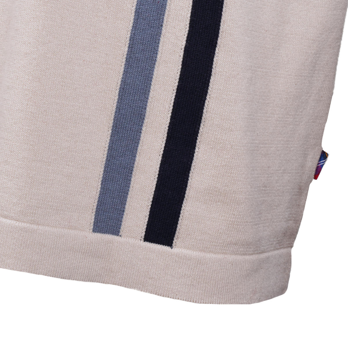 Merc London Fine Knit Racing Stripe Polo Shirt Cream