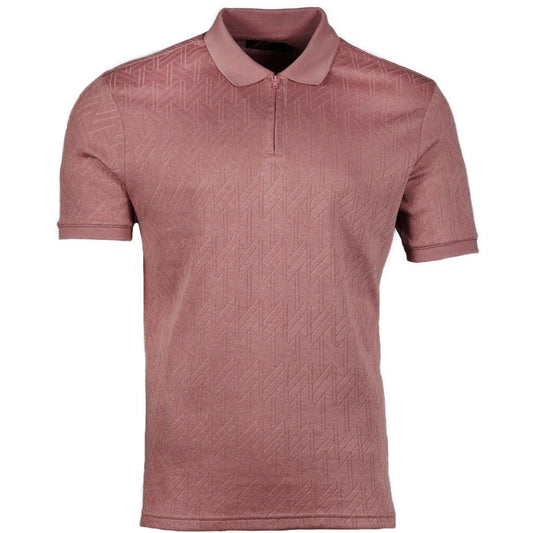 Mish Mash Texture Fine Knit Zip Neck Polo Dusty Pink