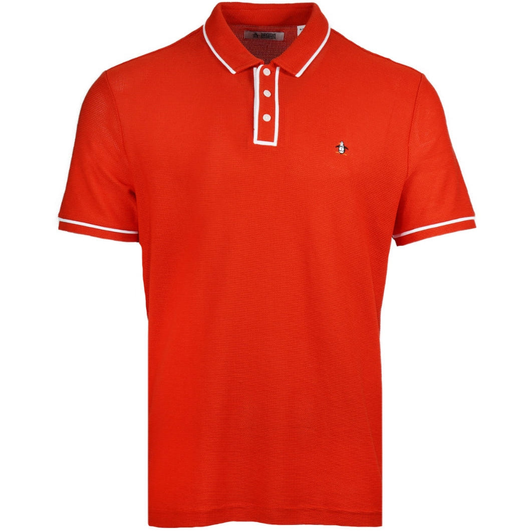 Original Penguin Airtex Fine Gauge Knit Polo Shirt Aged Red