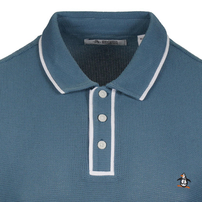 Original Penguin Airtex Fine Gauge Knit Polo Shirt Slate Blue