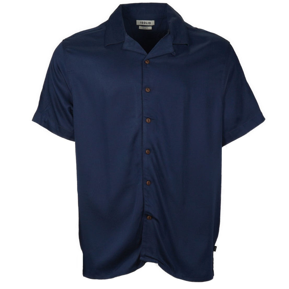 Solid Revere Camp Collar Soft Handle Viscose Shirt Navy