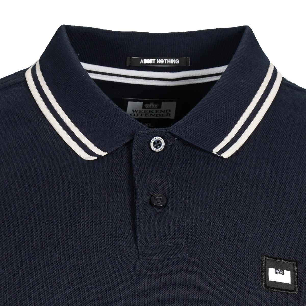 Weekend Offender Tipped Pique Polo Shirt Navy