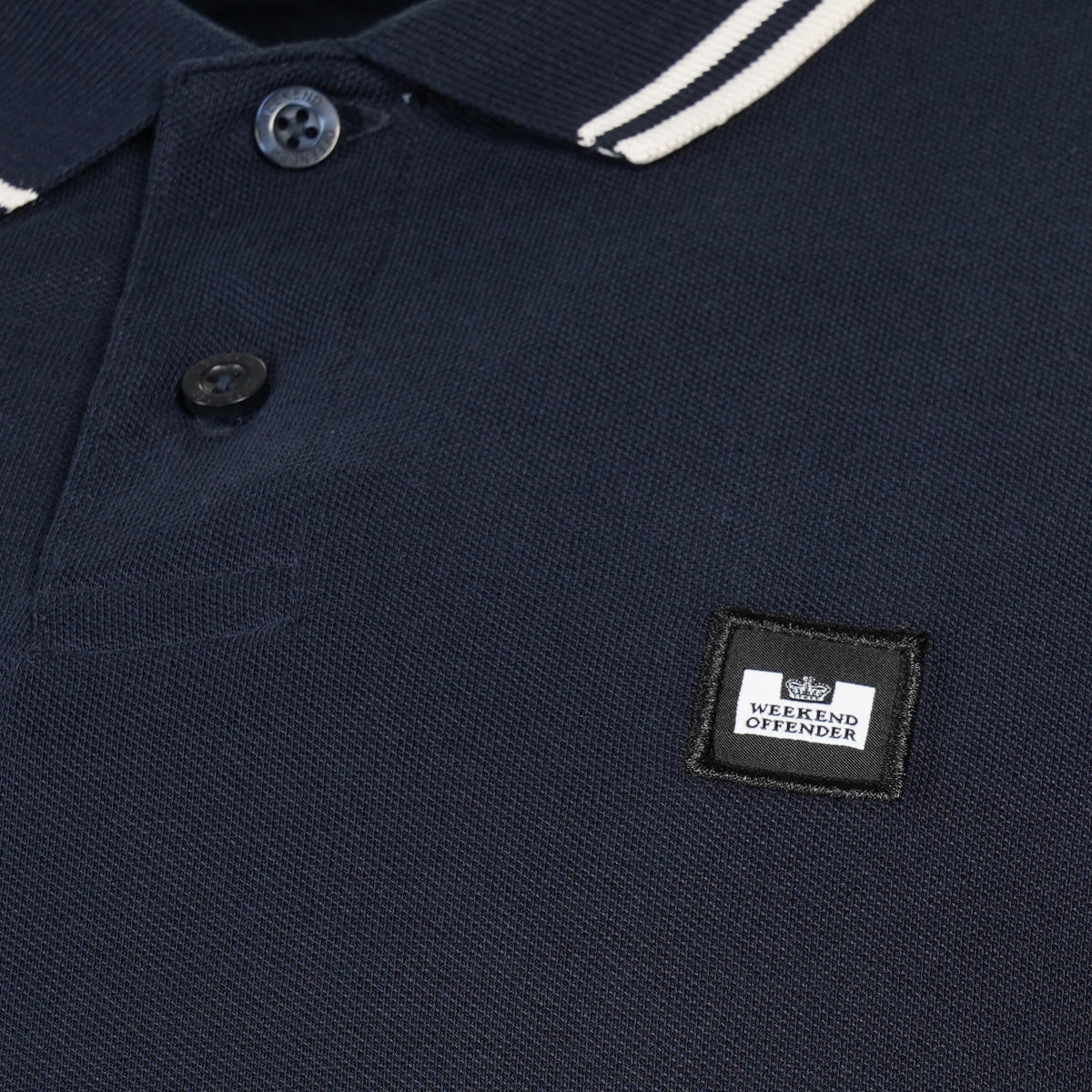 Weekend Offender Tipped Pique Polo Shirt Navy