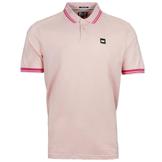 Weekend Offender Tipped Pique Polo Shirt Pink