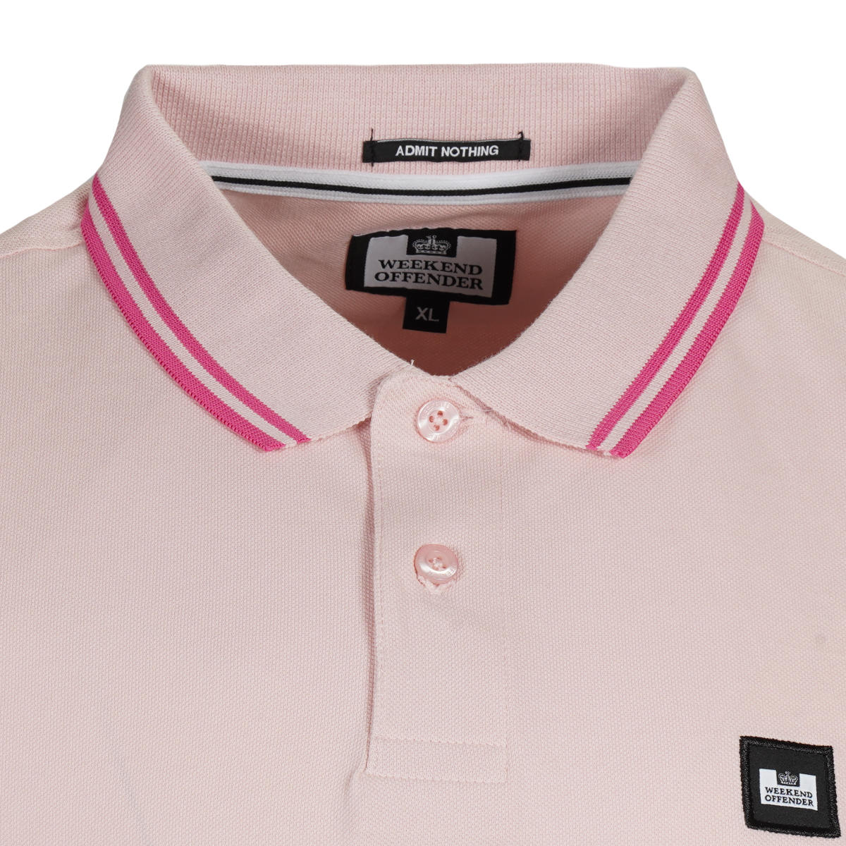 Weekend Offender Tipped Pique Polo Shirt Pink