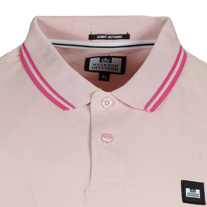 Weekend Offender Tipped Pique Polo Shirt Pink