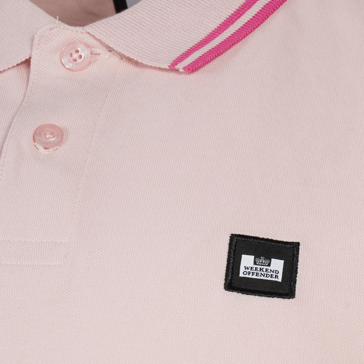 Weekend Offender Tipped Pique Polo Shirt Pink