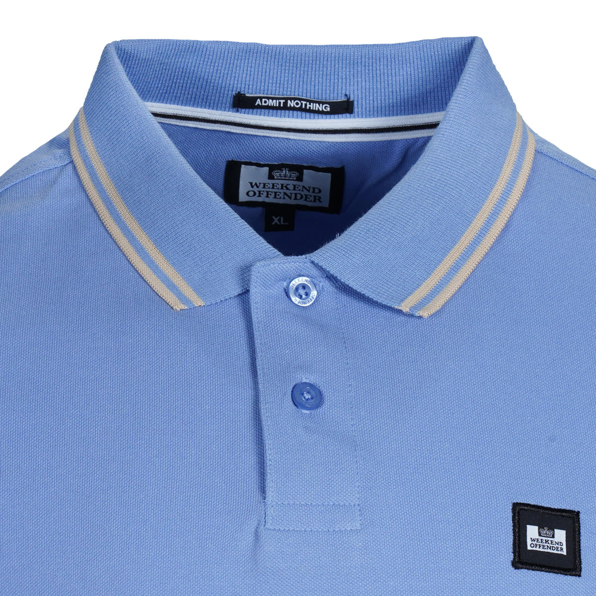 Weekend Offender Tipped Pique Polo Shirt Cornflower