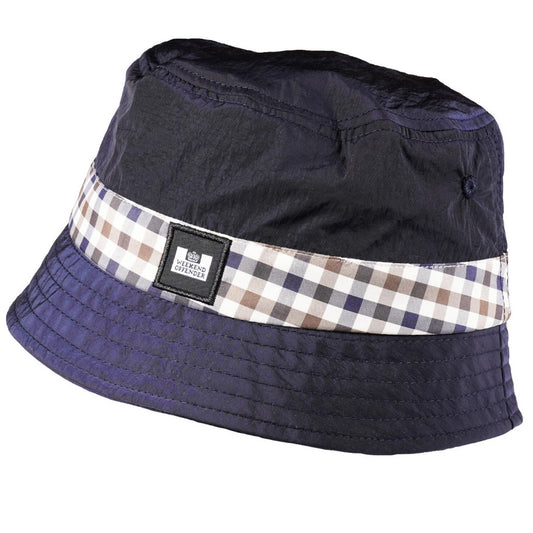 Weekend Offender Bucket Hat Navy With House Check Band