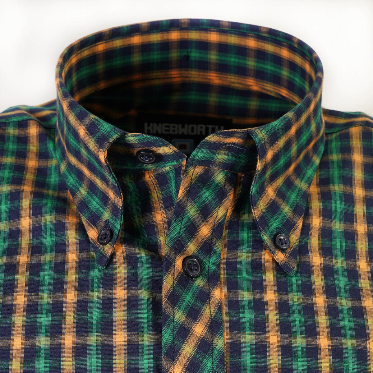 Knebworth Clothing Jamaica Short Sleeve Check Shirt Green/Yellow