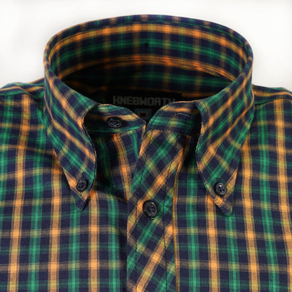 Knebworth Clothing Jamaica Short Sleeve Check Shirt Green/Yellow