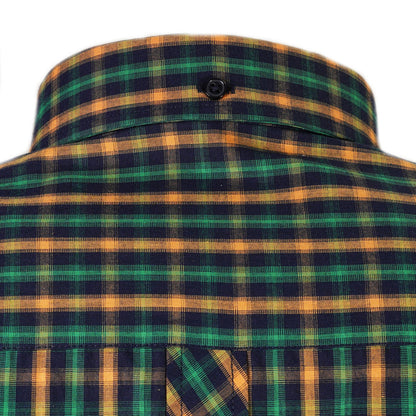 Knebworth Clothing Jamaica Short Sleeve Check Shirt Green/Yellow