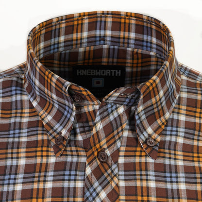 Knebworth Clothing Plaid Short Sleeve Check Shirt Brown/Orange/Sky