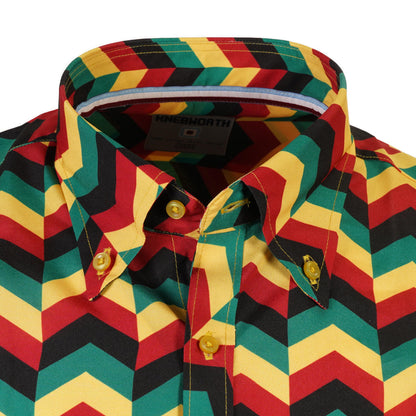 Knebworth Clothing Jamaica Chevron Button Down Shirt Red/Green/Yellow