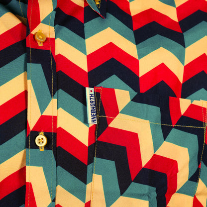 Knebworth Clothing Jamaica Chevron Button Down Shirt Red/Green/Yellow