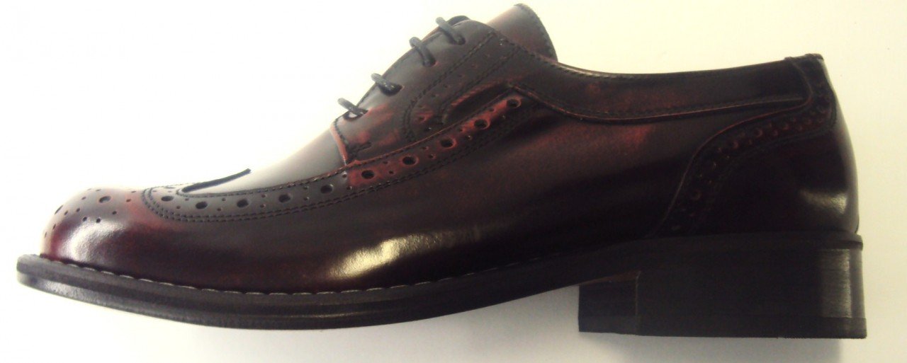 Ikon Original Krombie Leather Brogues in Oxblood Rub Off