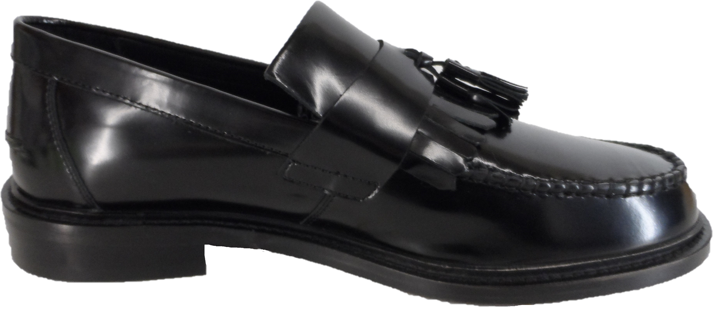 Ikon Original Selecta Mens Leather Tassel Loafers in Black