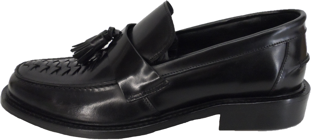 Ikon Original Mens Twister Black Retro, Ska, Northern Soul Tassel Loafers
