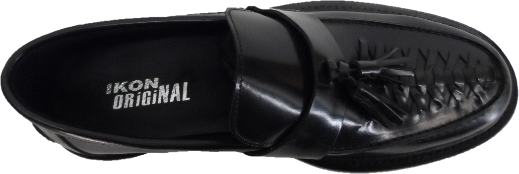 Ikon Original Mens Twister Black Retro, Ska, Northern Soul Tassel Loafers