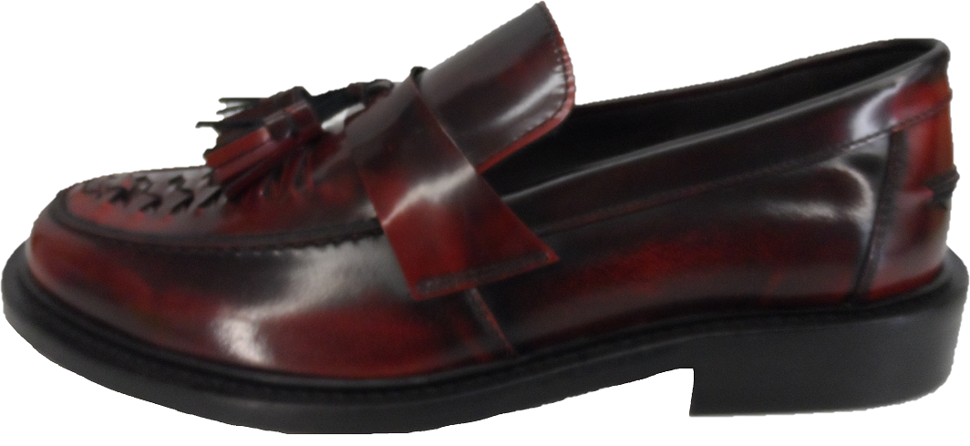 Ikon Original Mens Twister Oxblood Retro, Ska, Northern Soul Tassel Loafers