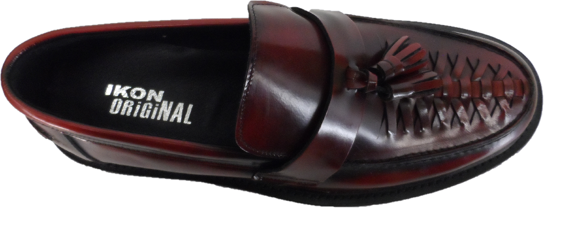 Ikon Original Mens Twister Oxblood Retro, Ska, Northern Soul Tassel Loafers