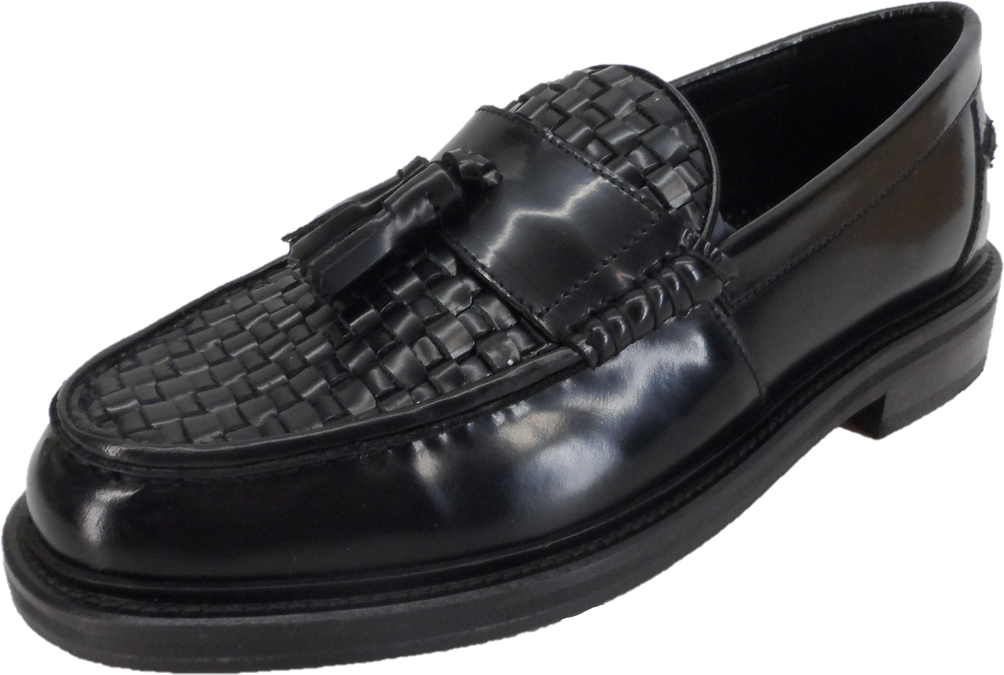 Ikon Original Black Real Weave Retro, Ska, Northern Soul Tassel Loafers