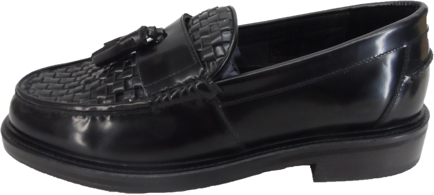 Ikon Original Black Real Weave Retro, Ska, Northern Soul Tassel Loafers