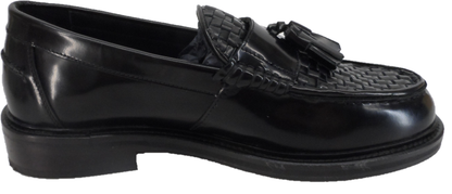 Ikon Original Black Real Weave Retro, Ska, Northern Soul Tassel Loafers
