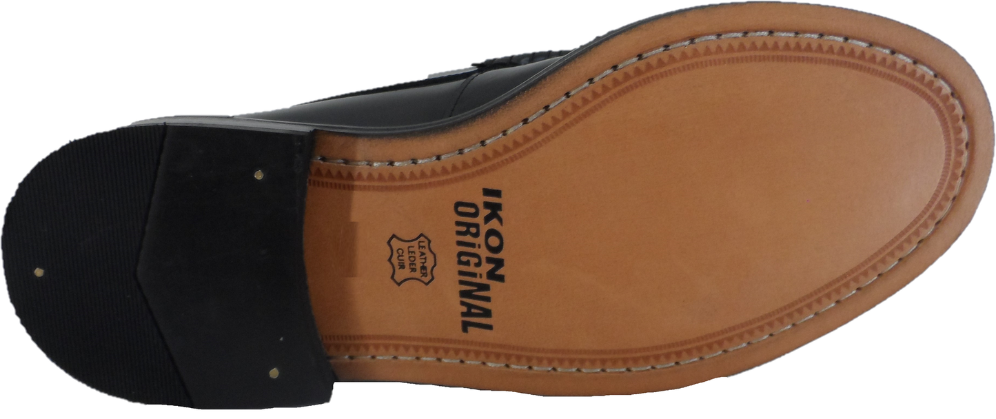 Ikon Original Black Real Weave Retro, Ska, Northern Soul Tassel Loafers