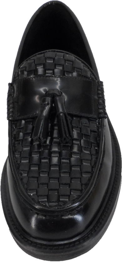 Ikon Original Black Real Weave Retro, Ska, Northern Soul Tassel Loafers