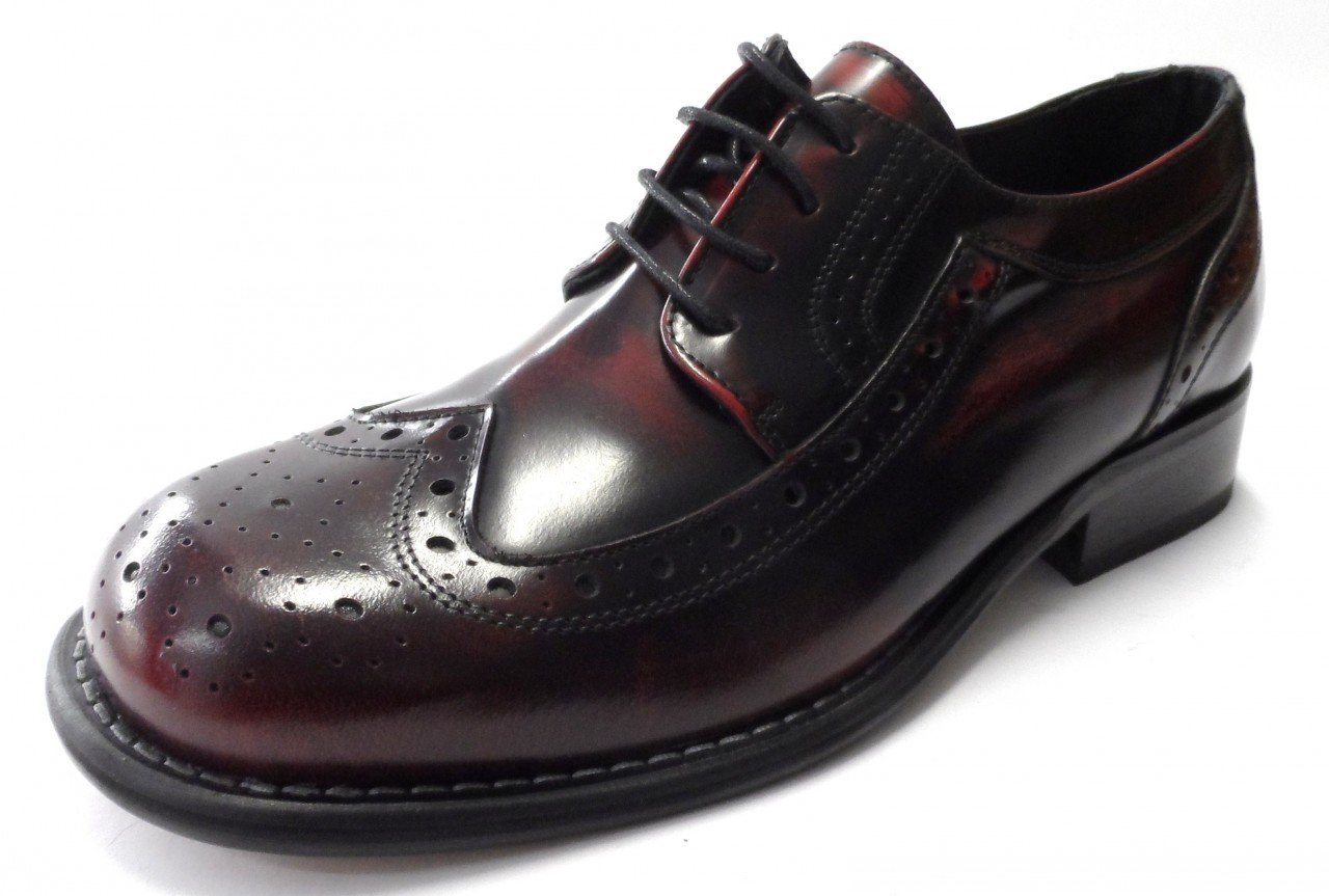 Ikon Original Krombie Leather Brogues in Oxblood Rub Off