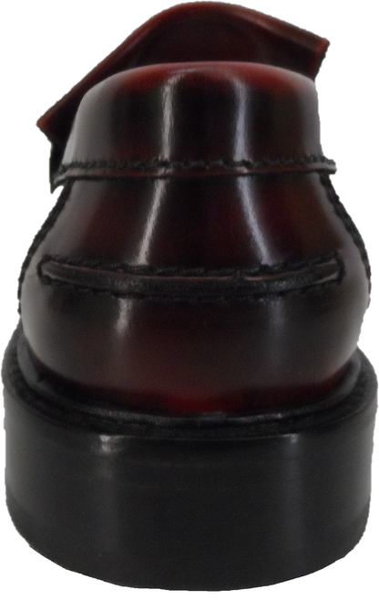 Ikon Original Selecta Mens Leather Tassel Loafers in Oxblood Rub Off