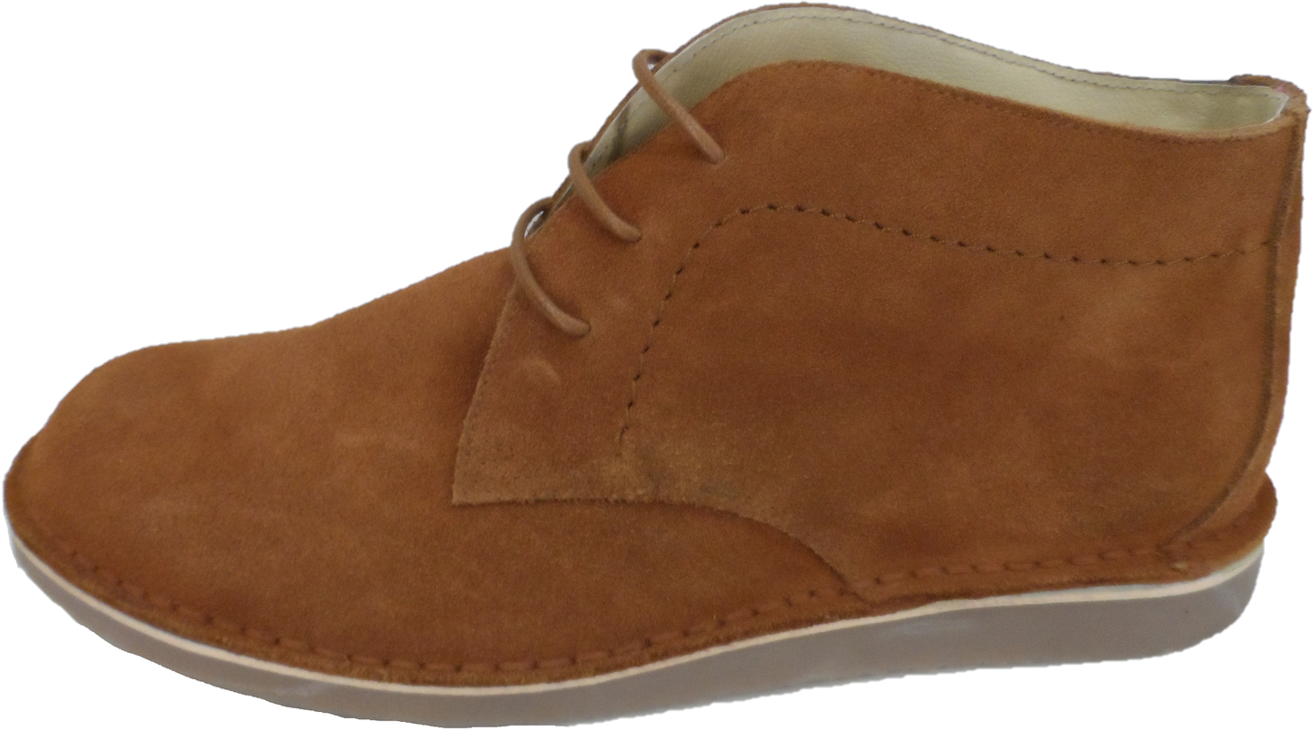 Ikon Original Cognac/Tan Nomad 70s Mod Style Real Suede Desert Boots