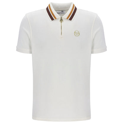 Sergio Tacchini Mahony Velour 1/4 Zip Polo Off White