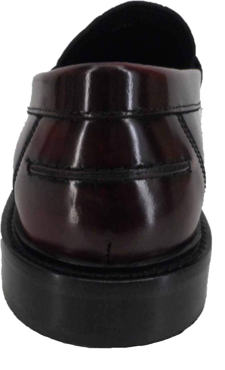 Ikon Original Quad Punch Leather Tassel Loafers in Oxblood Rub Off