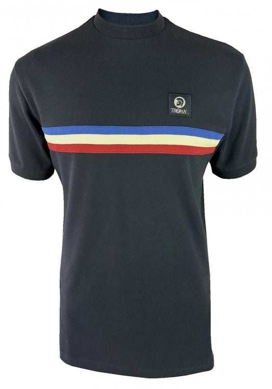 Trojan Records Retro Triple Stripe T-Shirt Navy