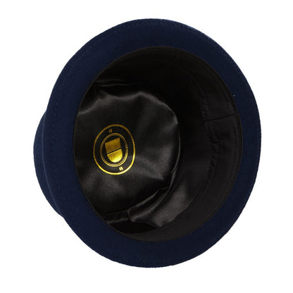 Dasmarca Rude Boy Narrow Brim 100% Wool Felt Trilby Pork Pie Hat Light Navy Blue
