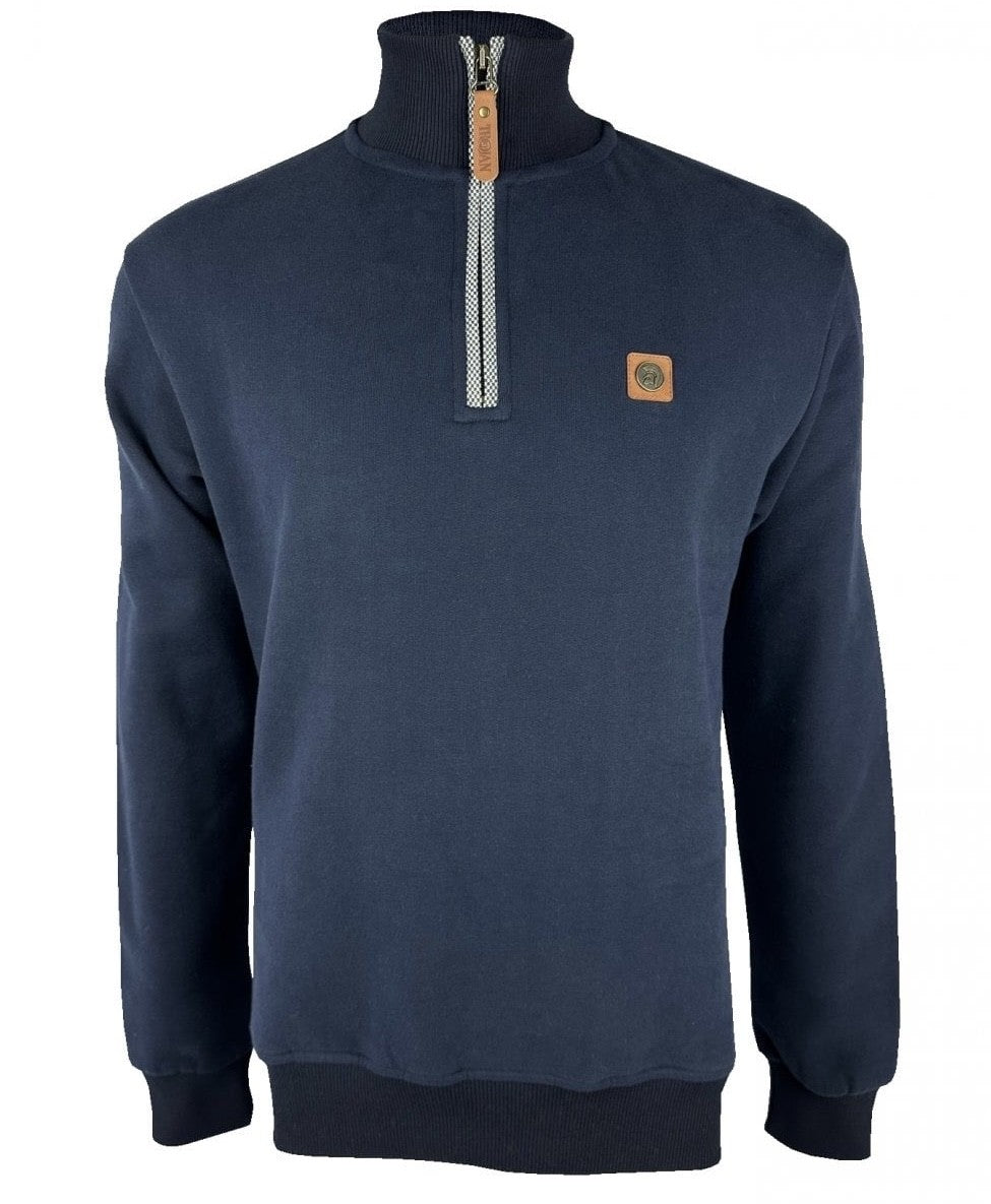 Trojan Records Jacquard Trim 1/4 Zip Sweatshirt Navy