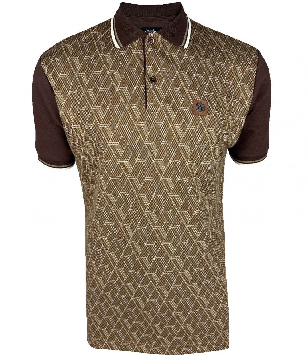 Trojan Records Checkerboard Diamond Jacquard Panel Polo Choc