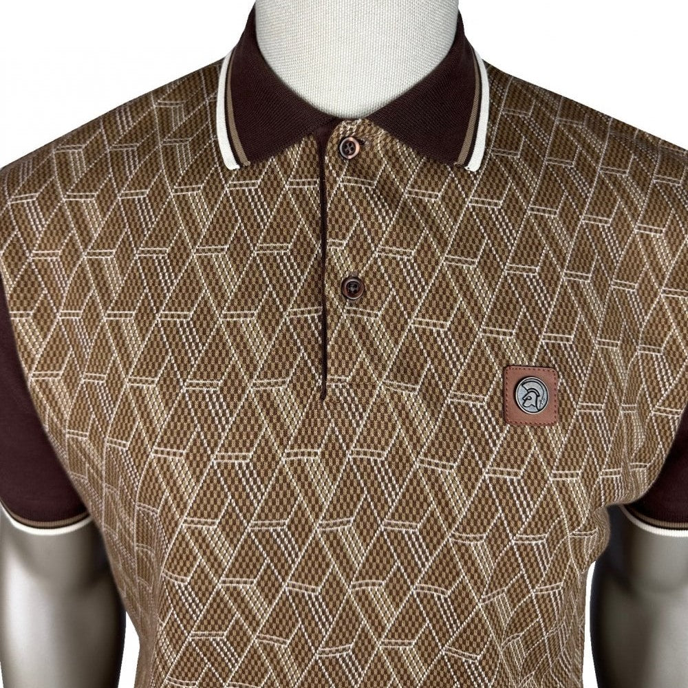 Trojan Records Checkerboard Diamond Jacquard Panel Polo Choc
