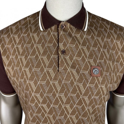 Trojan Records Checkerboard Diamond Jacquard Panel Polo Choc