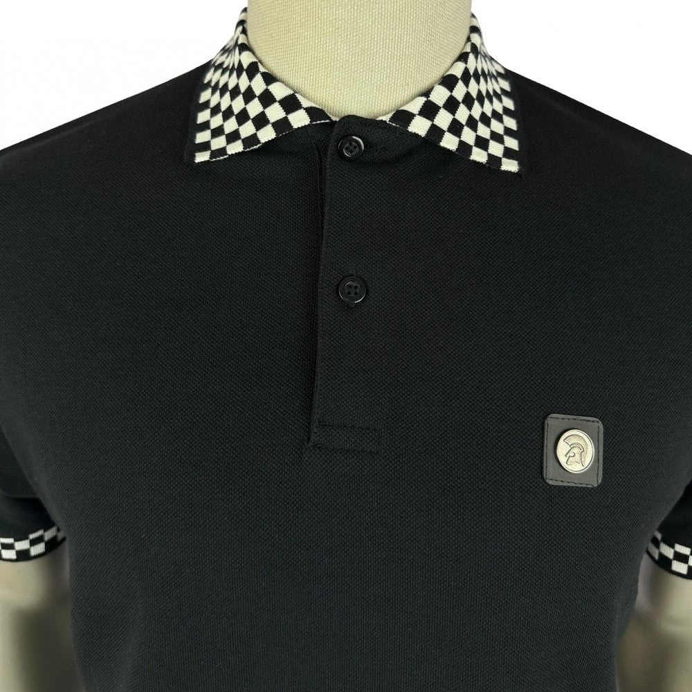 Trojan Records Chequerboard Trim Pique Polo Black
