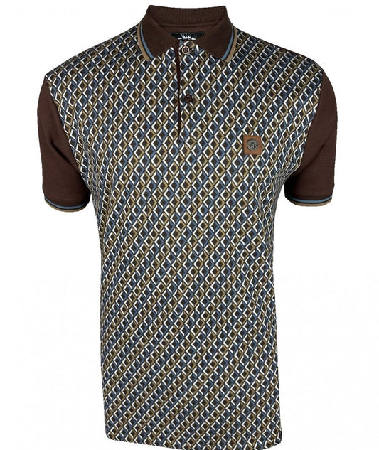 Trojan Records Diamond Jacquard Panel Polo Choc