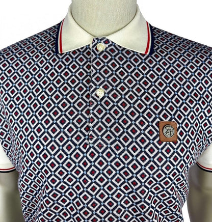 Trojan Records Diamond Panel Polo Shirt Ecru