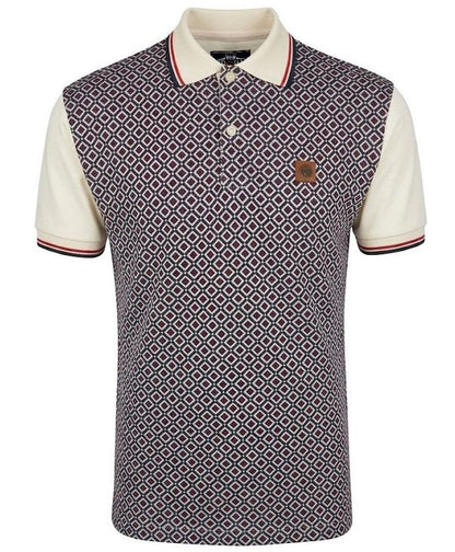 Trojan Records Diamond Panel Polo Shirt Ecru