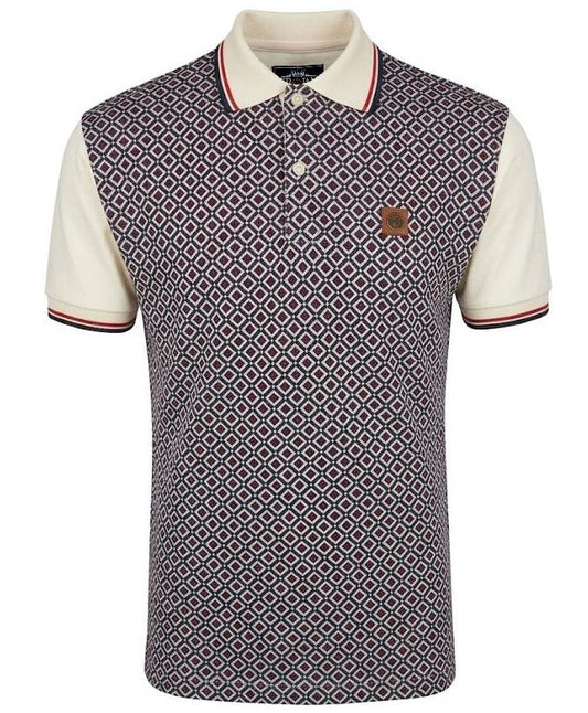 Trojan Records Diamond Panel Polo Shirt Ecru