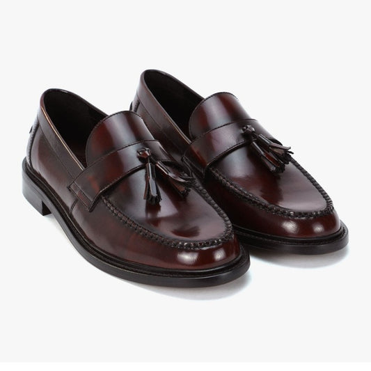 Delicious Junction x Trojan Branded DUKE Tassel Loafers Shoe Oxblood
