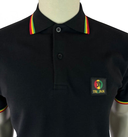 Trojan Records Flag Badge Pique Polo Shirt Rasta