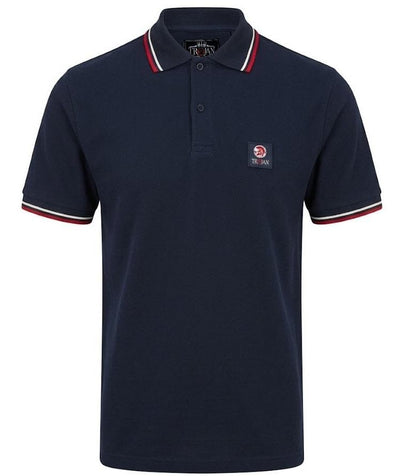 Trojan Records Flag Badge Pique Polo Shirt Navy